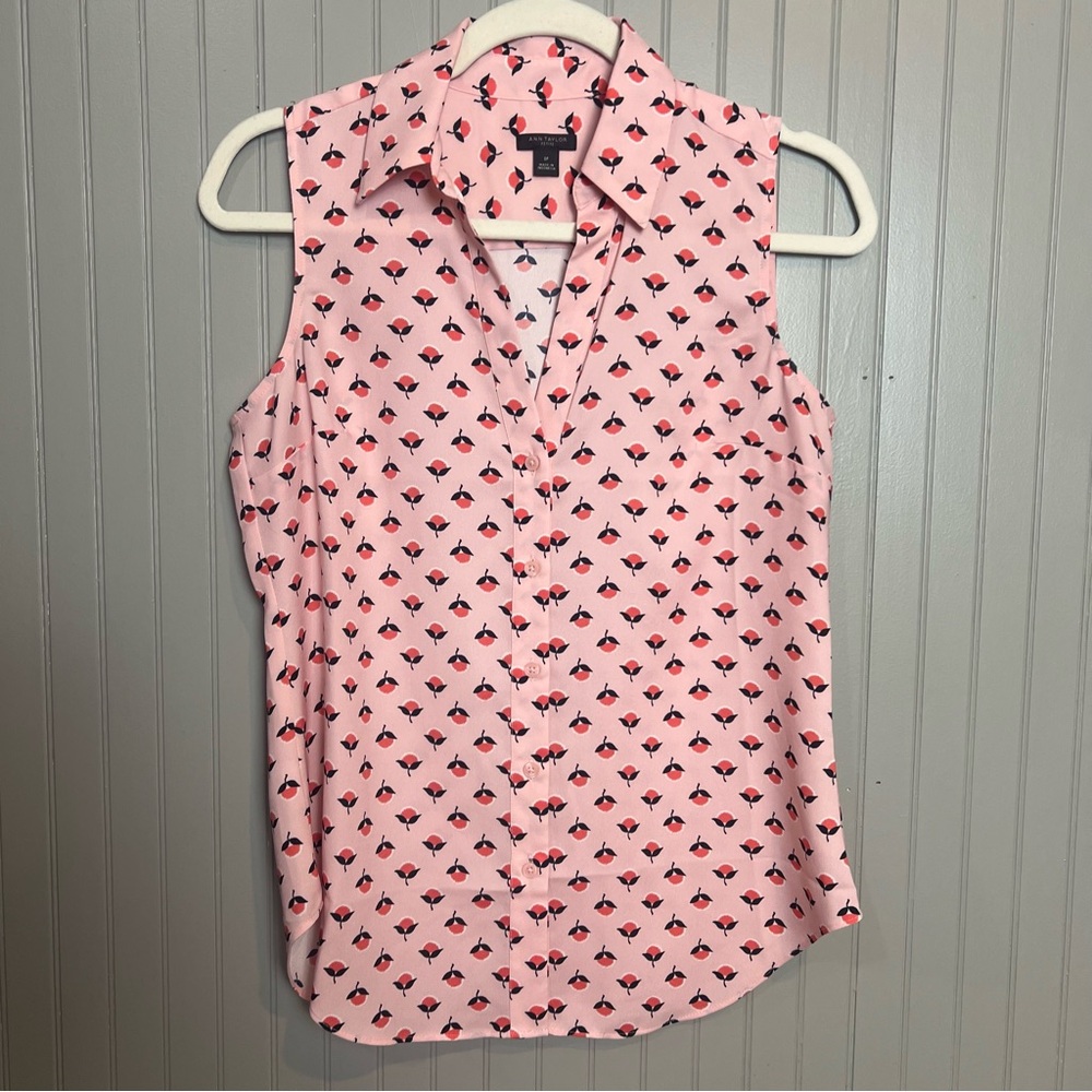 Pink Sleeveless Button-Up Top